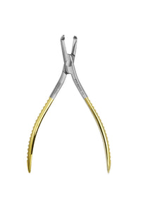 Wire bending pliers, cinch back type, to close arches or cinch down a wire, for round and rectangular wires.