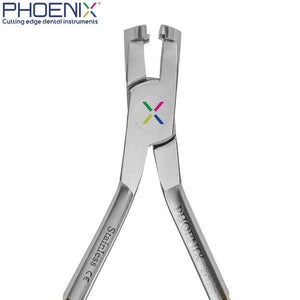 Distal End Cutter, long handle, This instrument features extra long handles and a compact head to ensure easy access in hard to reach areas. It cuts wires close to the buccal tube and safely holds the distal end. The Tungsten Carbide inserts provide unsurpassed performance and long wear.