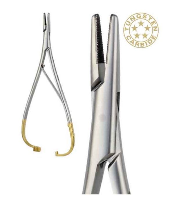 Mathieu Needle Holder with Tungsten Carbide Inserts, straight - 14cm